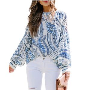 VICI flowing blouse Small blue Smocked cuff NEW spring summerVICI flowing blouse